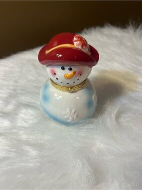 Porcelain Snowman Trinket Box Envelope